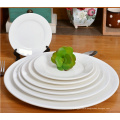Haonai white & round dinner plate ceramic flat plate porcelain serving plate set dishwasher safe